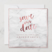 Save The Date PixDezines Enregistrer la date Faux Rose Gold+Marb (Devant)