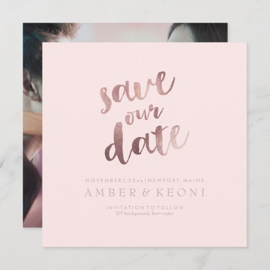 Save The Date PixDezines Enregistrer la date/Rose Gold/do-it-you (Devant / Derrière)