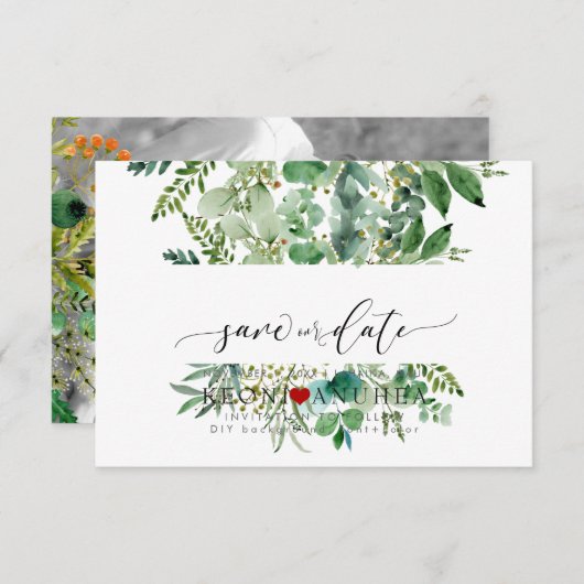 Save The Date PixDezines Enregistrer la date/Verdi, Elder+Fern (Devant / Derrière)