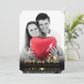 Save The Date PixDezines Faux Gold Heart/Save Date/do-it-yoursel (Debout devant)