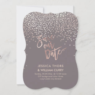 Save The Date PixDezines Faux Rose Gold Confetti Enregistrer la 