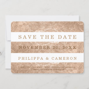 Save The Date PixDezines Faux Rose Gold Stripes/date de sauvegar