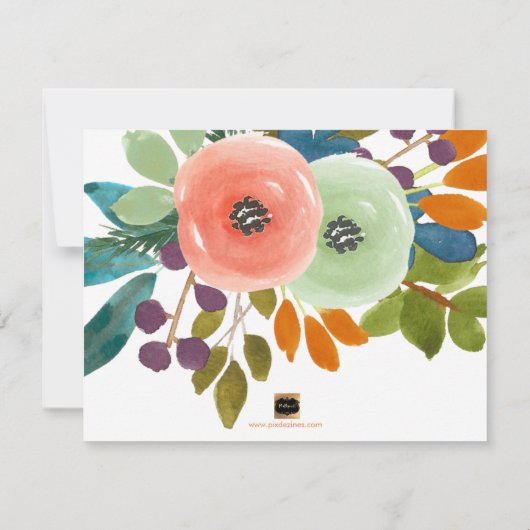 Save The Date PixDezines Fleurs aquarelles Enregistrer la date (Dos)