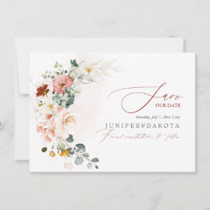 Save The Date PixDezines Fleurs de jardin d'automne à l'aquarell