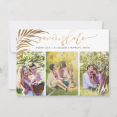 Save The Date PixDezines Fronds Palm Faux Or Script moderne (Devant)