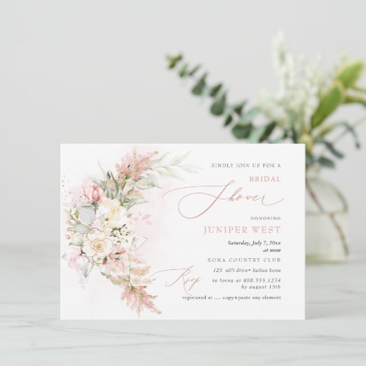Save The Date PixDezines H2 Blush Alabaster Rose Fête des mariée (Debout devant)
