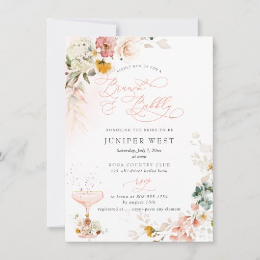 Save The Date PixDezines H2 Fall Garden Fleurs Brunch Bubbly (Devant)