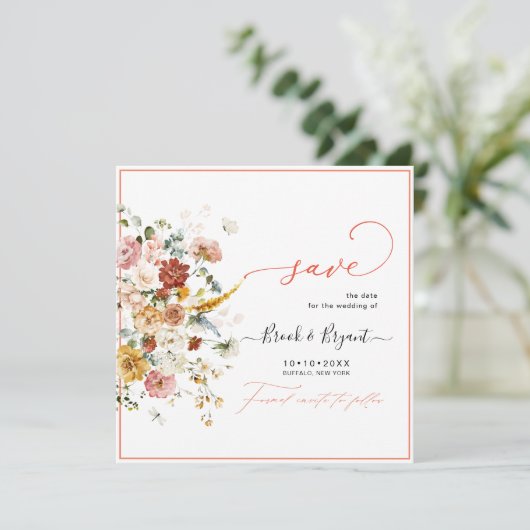 Save The Date PixDezines H2 Fall Garden Flowers Enregistrer La D (Debout devant)