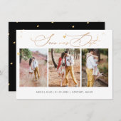 Save The Date PixDezines Luxe Calligraphie Faux Gold Heart (Devant / Derrière)
