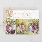 Save The Date PixDezines Monstera Faux Metallic|Enregistrer la d (Devant / Derrière)