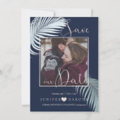 Save The Date PixDezines PALM FRONDS, RIDEAU BLEU do-it-yourself (Devant)