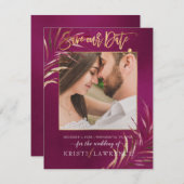 Save The Date PixDezines Palms Bourgogne/Photo enregistrer notre (Devant / Derrière)