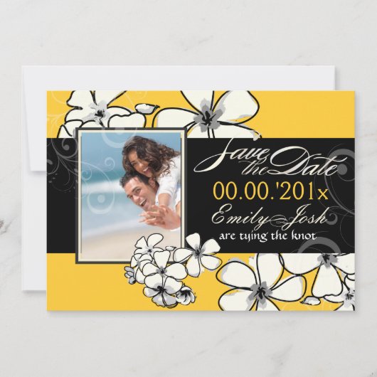 Save The Date PixDezines Plumeria Enregistrer la couleur Date/do (Devant)