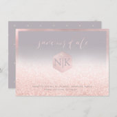 Save The Date PixDezines rose vierge Script+Parties scintillant (Devant / Derrière)
