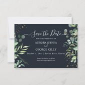 Save The Date PixDezines Rustique Eucalyptus Navy en or (Dos)