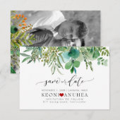 Save The Date PixDezines Sauver Date/Feuillage, Elder+Fern Enre (Devant / Derrière)