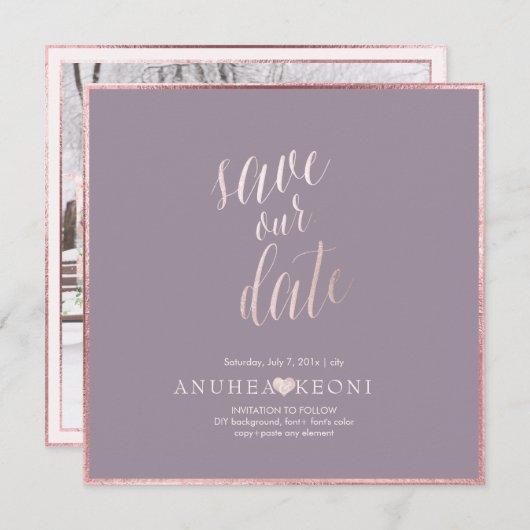 Save The Date PixDezines SAVE DATE|BLUSH PINK FUN SCRIPT (Devant / Derrière)