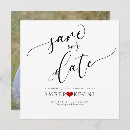 Save The Date PixDezines Save Date/Fun Script/do-it-yourself arr (Devant / Derrière)