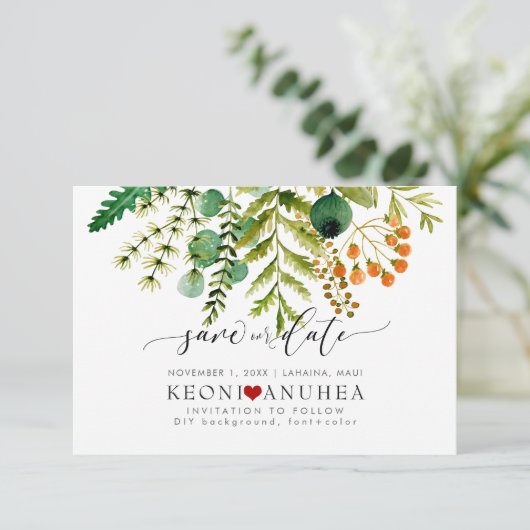 Save The Date PixDezines Save Date/Greenery, Elder+Fern (Debout devant)