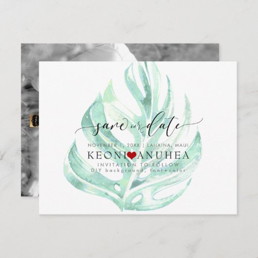 Save The Date PixDezines Save Date/Greenery, Monstera (Devant / Derrière)