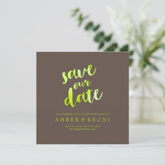 Save The Date PixDezines Save Date/Lime Green/do-it-yourself Arr (Debout devant)