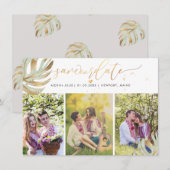 Save The Date PixDezines Seafoam Green Monstera Faux Metallic (Devant / Derrière)