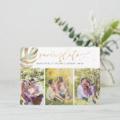 Save The Date PixDezines Seafoam Green Monstera Faux Metallic (Debout devant)