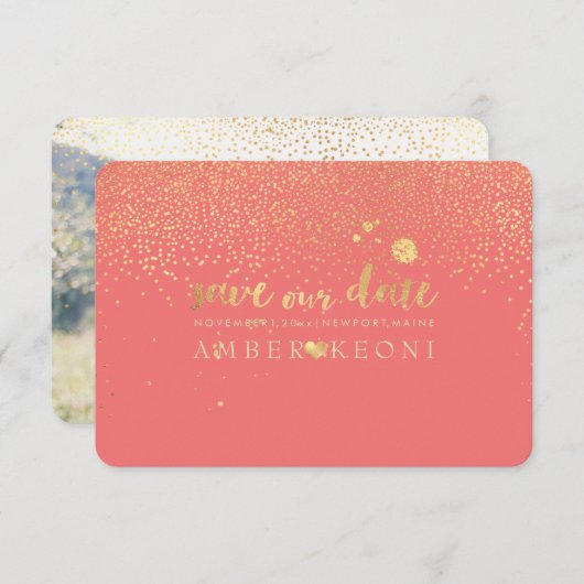Save The Date PixDezines Speckles Faux Gold/Save Date/do-it-your (Devant / Derrière)