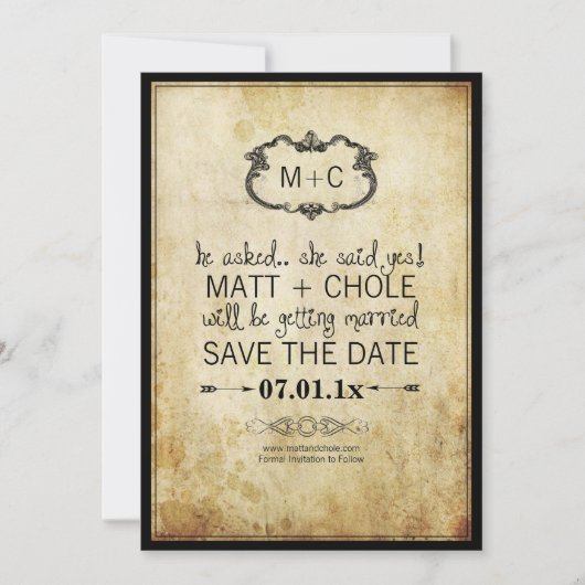 Save The Date PixDezines vignes vintages+cadre baroque (Devant)