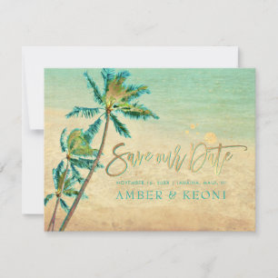 Save The Date PixDezines Vintage Beach/Palm Trees/Enregistrer la