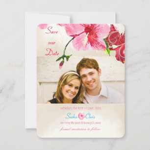 Save The Date PixDezines vintage hibiscus/photo/date de sauvegar