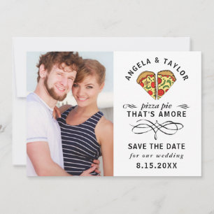 Save The Date Pizza moderne Amore Typographie noire Mariage phot