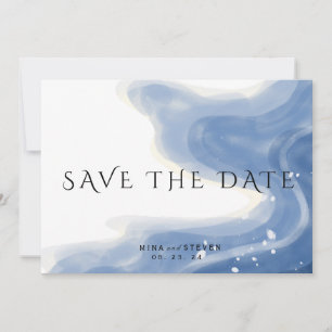 Save The Date Plage à l'aquarelle avec vagues horizontales maria