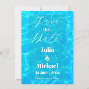 Save The Date Plage à l'eau bleue & thème océanique pour mariage