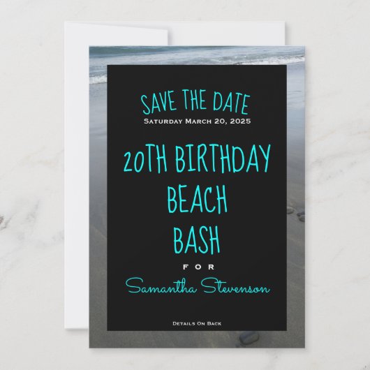 Save The Date Plage Anniversaire Bash Toute année N'importe quel (Devant)