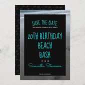 Save The Date Plage Anniversaire Bash Toute année N'importe quel (Devant / Derrière)