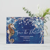 Save The Date Plage carapace d'eau de mer bleu océan orange (Debout devant)