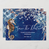 Save The Date Plage carapace d'eau de mer bleu océan orange (Devant / Derrière)