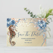 Save The Date Plage carapace d'eau île océan bleu orange (Debout devant)