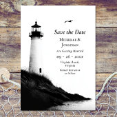 Save The Date Plage côtière Phare nautique Mariage photo