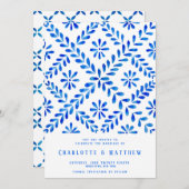 Save The Date Plage de Carrelage Bleu Méditerranéen Mariage d'ét (Devant / Derrière)