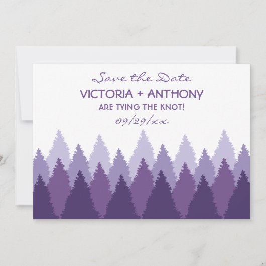 Save The Date Plage de forêt violette Bois mariage Enregistrer l (Devant)