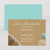 Save The Date Plage de sable et de coquillages Économisez la car (Devant / Derrière)