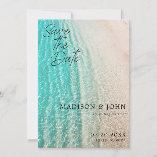 Save The Date Plage d'été de l'océan Côtier Destination Mariage (Devant)