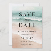 Save The Date Plage d'été moderne Mariage Océan Enregistrer la d (Devant)