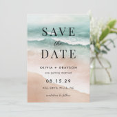 Save The Date Plage d'été moderne Mariage Océan Enregistrer la d (Debout devant)