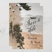 Save The Date Plage Fleurs De Bateaux À Voile Économisez La Date (Devant / Derrière)