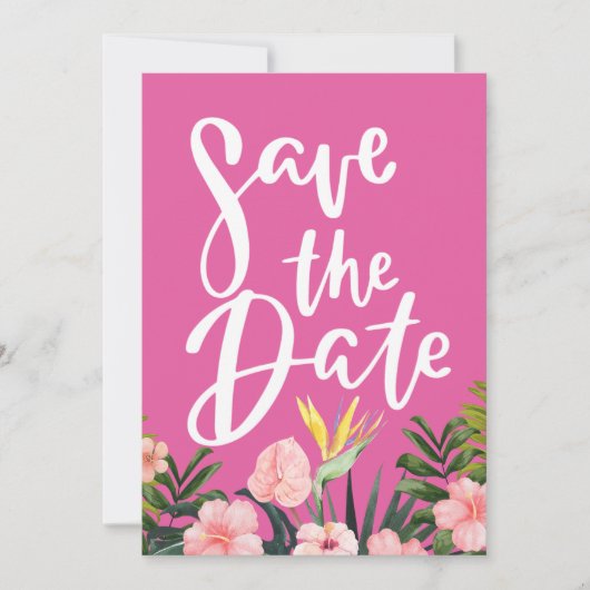 Save The Date Plage florale tropicale et mariage de destination (Devant)