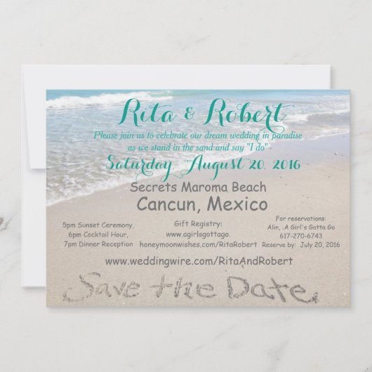 Save the date | Plage Mariage 5x7 Carte d'invitati (Devant)