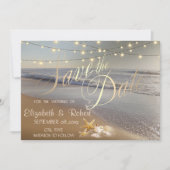 Save The Date Plage Mariage Coquillage Éclairage Chaîne Enregist (Devant)